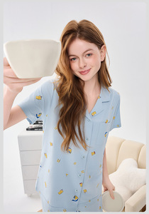 <span class=keywords><strong>Cotone</strong></span> modale Casual da <span class=keywords><strong>donna</strong></span> primavera estate pigiama stampa floreale manica corta <span class=keywords><strong>vestiti</strong></span> per la casa con bottone elastico in vita Design ODM - Product Image 6