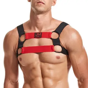 Jockmail lingerie sexy masculina, elástica, peito no corpo, lingerie bondage, com alças de braço, ombro, palco, clube