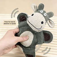 Jouet interactif pour chien en jean écologique résistant aux morsures, motif dessin animé, avec couineur – Singe bleu/Vache verte/Chien brun