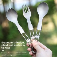 Ensemble de baguettes, fourchette et cuillère en titane pur - Ustensiles de table portables pliables en trois pièces pour les voyages en plein air
