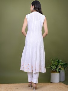 Kurti de Verano para Mujer, Estilo Étnico, Casual, de Algodón Puro, Estampado Floral, Sin Mangas, Cuello Mandarín, Corte en A, Venta al Por Mayor - Product Image 2