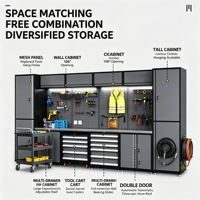 Station de travail pour réparation automobile, panneau perforé multifonctionnel, armoire à outils robuste à 10 tiroirs, capacité de 300 kg, style industriel, OEM/ODM