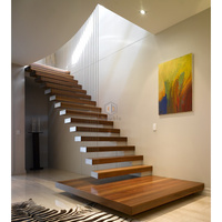 Escalier mono stringer facile à installer avec un design minimaliste et des marches antidérapantes Marches en bois et marbre Escaliers droits
