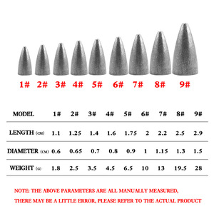 Plomada de Pesca XY-90 Bullet Sinker 1.8g 2.5g 3.5g 4.5g 6.5g 10g 13g 19.5g 28g, Plomo de Pesca para Río, Duradera y Funcional - Product Image 1