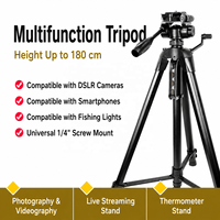 Statif Kamera 1,8m, Statif Lantai Ringan dengan Penyangga Ponsel untuk DSLR, Siaran Langsung, Proyektor, Lampu Pancing