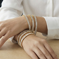 Bracelet en acier inoxydable plaqué or 18 carats avec zircon 5A pour femme, fermoir OT brillant, couleur durable, bijoux tendance