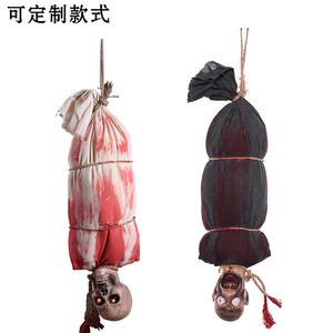 Fantasma Colgante de Halloween DAMAI con Traje Ensangrentado, Ojos Brillantes, Activación por Voz, Decoración de Terror, Material de Tela Plástica - Product Image 5