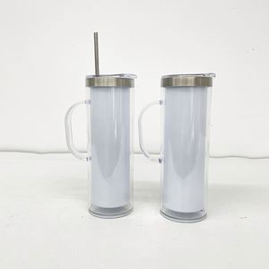 Gobelet à sublimation vierge de 20 oz pré-percé avec poignée, double paroi, effet boule à neige scintillante, pour vinyle - Entrepôt US - Product Image 1
