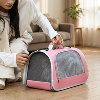Sac à dos de transport pour petits chiens et chats avec roulettes, en tissu Oxford respirant, motif uni, portable, écologique, grande poche zippée