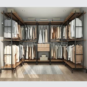 Guardaroba aperto in metallo con combinazione <span class=keywords><strong>di</strong></span> guardaroba per camera da letto appendiabiti per la <span class=keywords><strong>casa</strong></span> cappotto per soggiorno mobili - Product Image 3