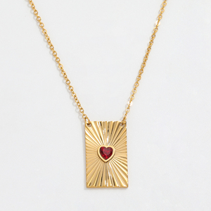 JLN0222 Joolim <span class=keywords><strong>Collana</strong></span> <span class=keywords><strong>con</strong></span> Ciondolo in Acciaio Inossidabile Placcato Oro 18K PVD, Impermeabile, Delicato Cuore di <span class=keywords><strong>Rubino</strong></span> <span class=keywords><strong>Rosso</strong></span> <span class=keywords><strong>con</strong></span> Diamanti - Product Image 1