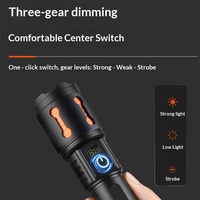 Linterna LED de Alta Potencia de 1000 Lúmenes, Recargable por USB-C, Resistente al Agua IP54, con Zoom, Pantalla LCD Digital, Haz Ajustable y Regulable