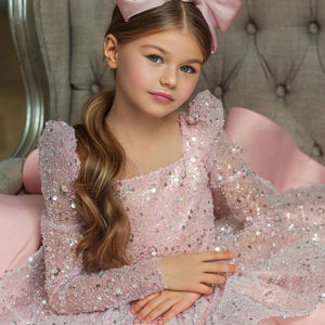 Robe blanche pour filles, robes de fête, robes de mariage brillantes pour enfants, robes de demoiselles d'honneur - Product Image 6
