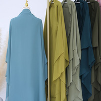 Nouveau Maxi Khimar Long en Chiffon Deux Couches Grandes Tailles pour Femmes Musulmanes Vêtements Islamiques en Gros pour l'Aïd Ramadan Hijab de Prière à Nouer