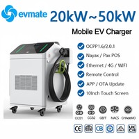 Chargeur rapide DC mobile pour véhicules électriques 20 kW, 30 kW, 40 kW, CCS, GB/T, CHAdeMO, NACS, écran tactile 7 pouces, OCPP, station de recharge commerciale pour véhicules électriques
