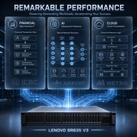 Serveur en rack 1U Lenovo ThinkSystem SR635 V3 5e génération AMD EPYC 6400 MHz TruDDR5 16x EDSFF NVMe Gen5 4x GPU Virtualisation