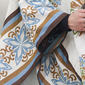 Poncho-couverture à capuche en tapisserie tissée personnalisée à faible MOQ, motif <span class=keywords><strong>baroque</strong></span> vintage, couverture jacquard surdimensionnée et portable - Product Image 5