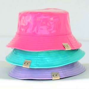 PU Holographic Outdoor <b>Bucket</b> Hats Unisex Folding Portable Sun Hats Reversible Packable Sun Cap For Beach - Product Image 1