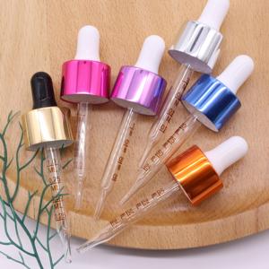 Cuentagotas de aluminio dorado brillante plateado con pipeta de vidrio para botellas cuentagotas de vidrio cosmético cuentagotas de pipeta de vidrio - Product Image 3