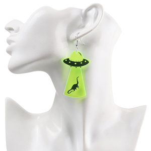 Mignon Halloween UFO Alien Grimace Doigts Exagéré Fluorescent Couleurs Mode Boucles D'oreilles Cadeau - Product Image 4