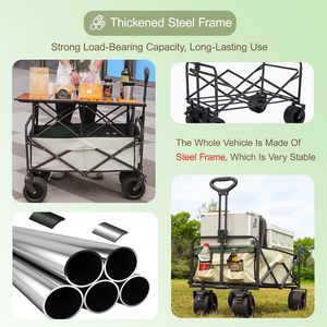 시장 이벤트를위한 캐노피 트롤리가있는 야외 왜건 카트 접이식 금속 식품 진열대 캠핑 카트 비치 카트 - Product Image 3