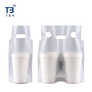 Bolsa de Plástico Portátil para Llevar Bebidas, con 2 Portavasos, Transparente, Personalizable, con Soporte OEM y ODM - Product Image 2