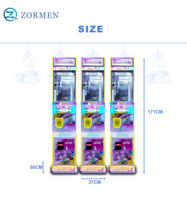 Máquina expendedora vertical delgada de anime Zormen Factory, máquina de garras de monedas individual con luz RGB de conejita rosa