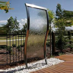 <span class=keywords><strong>Fontana</strong></span> Rettangolare Scultura in Metallo con Cascata d'Acqua, <span class=keywords><strong>Fontana</strong></span> Moderna con Finitura a Specchio, Design Artistico - Product Image 1