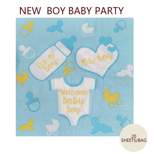Serviettes en papier jetables imprimées <span class=keywords><strong>bleu</strong></span> <span class=keywords><strong>ciel</strong></span> <span class=keywords><strong>de</strong></span> qualité alimentaire pour bébé garçon, pour fête <span class=keywords><strong>de</strong></span> révélation <span class=keywords><strong>de</strong></span> sexe <span class=keywords><strong>de</strong></span> nouveau-né - Product Image 5
