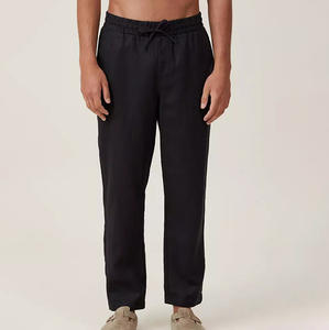 Vente en gros de pantalons décontractés de haute qualité avec logo personnalisé de la meilleure conception pour hommes de couleur unie pantalons intelligents en <span class=keywords><strong>lin</strong></span> pour hommes - Product Image 5
