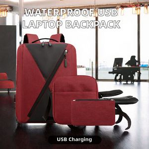 Sac à dos de voyage unisexe personnalisé en trois parties pour ordinateur portable avec port USB, en tissu Oxford imperméable, doublure en polyester, fermeture éclair, 20-39L - Product Image 4