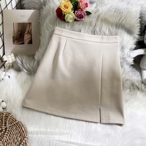 Jupe courte fendue taille haute polyvalente coupe trapèze pour femme grande taille – Collection Hiver - Product Image 3