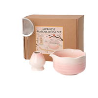 Bol à Matcha Classique en Porcelaine Fine 500ml à Bordure Florale, Ensemble Cérémonie du Thé Matcha Japonais, Écologique et Résistant à la Chaleur - Vente Chaude