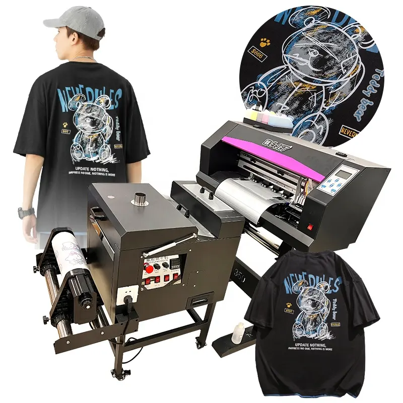 DTF direct to pet film t-shirt printer with powder shaking machine