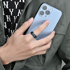 Men's Two-Tone Tungsten <b>Ring</b> Black And Blue Matte Brushed Finish Gift Jewelry - Product Image 4