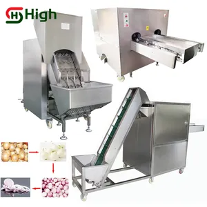 Electric Dry Garlic Industrial Peeler Root Cut Industry Automatic Onion Air Peel Machine and Top Tail Cutter