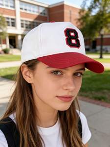 Gorra de béisbol de 5 paneles tipo trucker con parche bordado 3D en relieve de Vietnam, logotipo personalizado, cierre snapback, de lona, para exteriores, para equipos deportivos femeninos, con contraste - Product Image 6