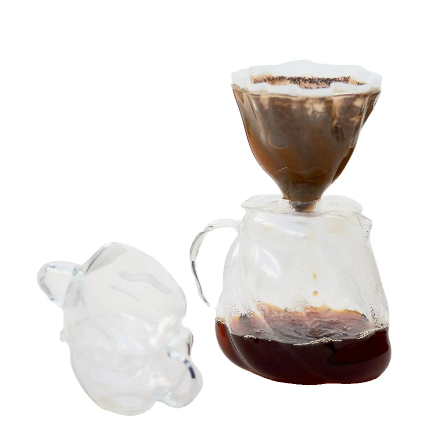 Custom Made Household Transparent Heat-resistant Glass Coffee Pot And Funnel