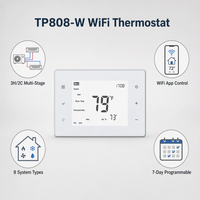 Termostato Programmabile Multistadio 24VAC 3H2C per Pompa di Calore, Controllo a Doppio Carburante con Commutazione O/B, Controllo di Emergenza Ausiliario per Riscaldamento HVAC