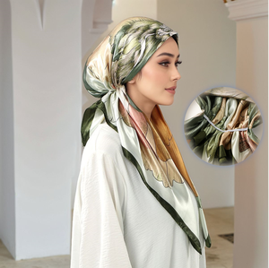 Bufanda de moda para mujer, turbante islámico, Bandana, Foulard, diadema, sombrero, gorras, estampado Floral, seda satinada, <span class=keywords><strong>Hijab</strong></span> instantáneo para mujer musulmana - Product Image 1