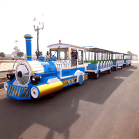 Train électrique rétro sans rails en acier moderne pour parcs d'attractions, visites touristiques, centres commerciaux et jeux de divertissement en extérieur, à vendre