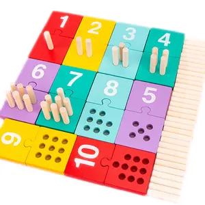 COMMIKI Digital Plunger Color Matching Game Mathematics Counting Toys New Number Boards Counting Math Wood Teaching Toys