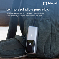 Batería Externa Miccell 20000 mAh Semi-sólida, 100W, Cable de Carga Rápida y Pantalla Digital TFT para Móvil y Portátil