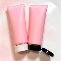 Tube d'emballage cosmétique rose en PE de 100 ml pour gel douche et lotion solaire, personnalisable avec logo, petite série