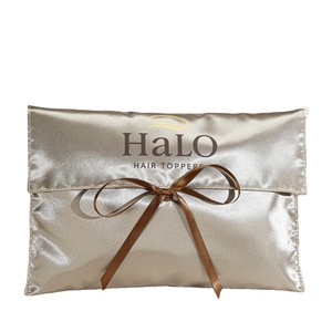 Pochette à rabat en satin haut de gamme de luxe, personnalisée pour les extensions capillaires, sac anti-poussière personnalisé en satin pour perruques - Product Image 2