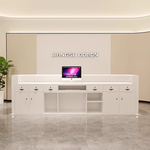 Muebles de Recepción Personalizados, Mostrador de Recepción de Madera Lacada, Mostrador de Recepción Personalizado <span class=keywords><strong>para</strong></span> Empresas - Product Image 4