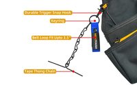 MELOTOUGH Cinta de sujeción para cinturón de herramientas, soporte de cinta para electricistas con cadena, llavero y mosquetón, color azul, paquete de 2