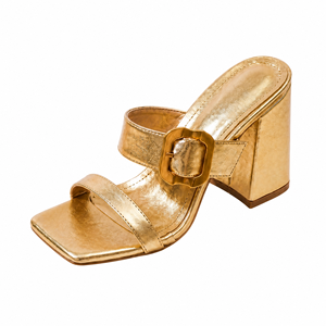 <span class=keywords><strong>Sandalias</strong></span> de tacón grueso <span class=keywords><strong>doradas</strong></span> de talla grande con punta abierta y talón descubierto para fiestas de moda femenina, proveedor de diseño de verano al por mayor - Product Image 1