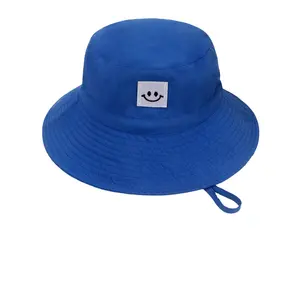 캔디 컬러 아기 여름 해변 모자 자수 로고 미소 얼굴 양동이 모자