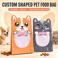 Sacs en polyéthylène personnalisés pour l'emballage, surface brillante, sac pour aliments pour animaux de compagnie avec fermeture éclair façonnée et réutilisable pour la fraîcheur, style fond plat
